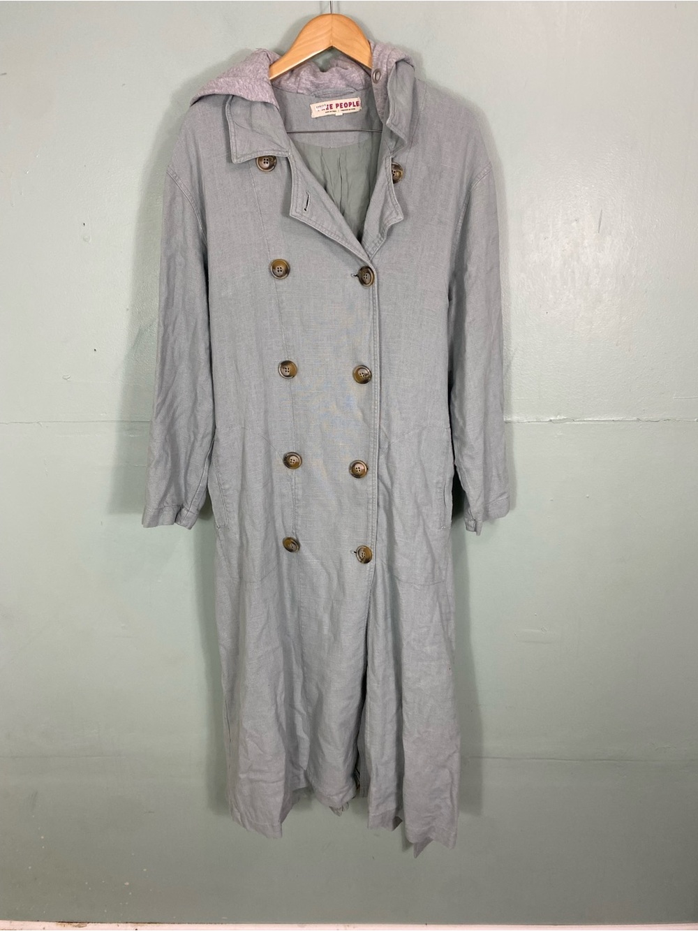 Free People Charlie Trench Coat Medium Gray Green